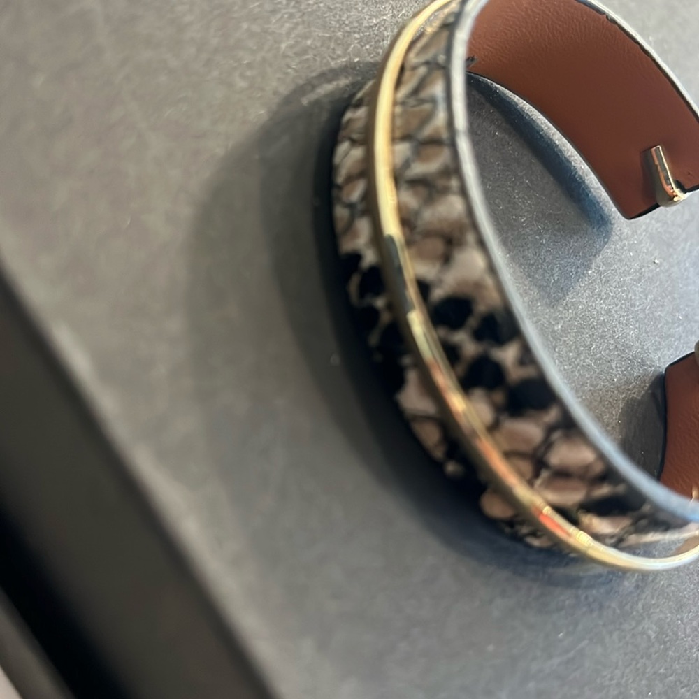 Snakeskin cuff bracelet with gold accent
